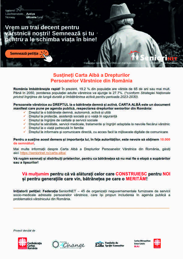 CARTA ALBĂ‚ a drepturilor persoanelor varstnice din Romania. 